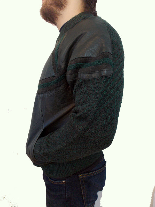 Saxony Men's Leather Sweater - Sweaters