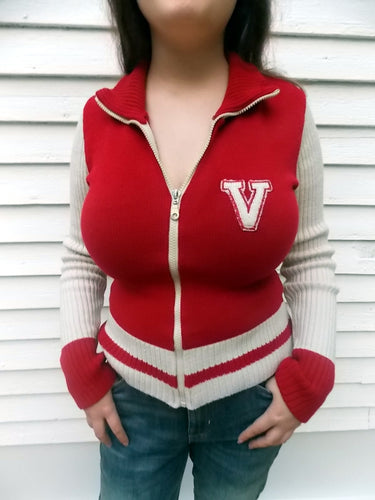 Vintage Letterman Zip From Sweater Jacket S