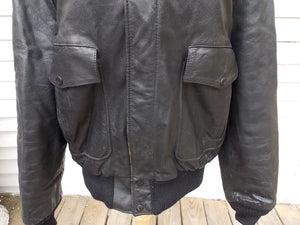 Vintage Excelled Leather Flight Jacket Black Bomber Biker  L- ON SALE!