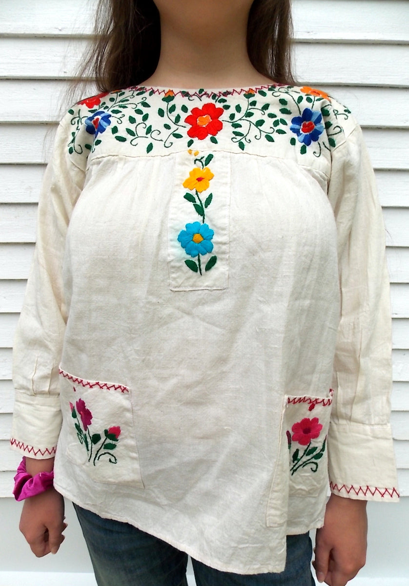 Vintage Floral Embroidered Mexican Top Hippie Boho Top 36 M – Kindwise ...