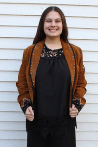 Vintage Western Studded Cropped Leather Jacket L